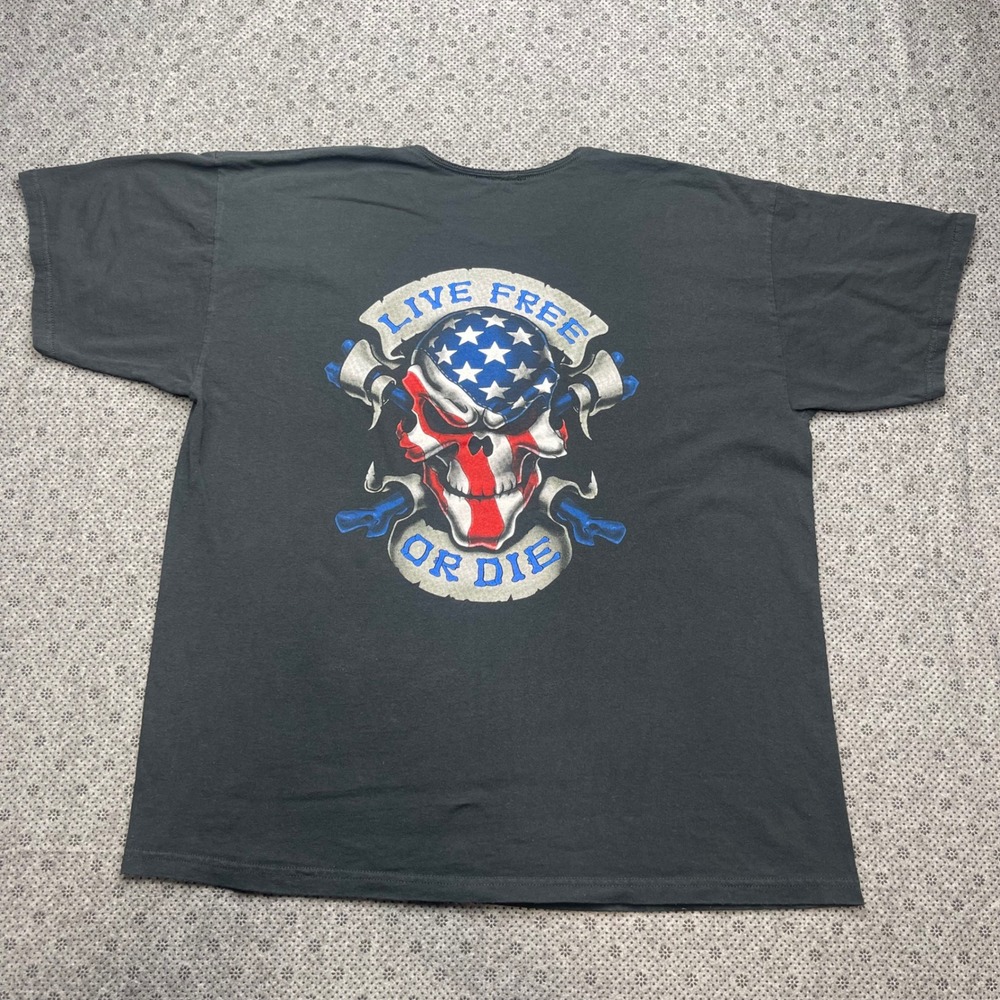Vintage Lethal Threat Motorgear Live Free Or Die Skull T-Shirt Mens‎ XL USA Made